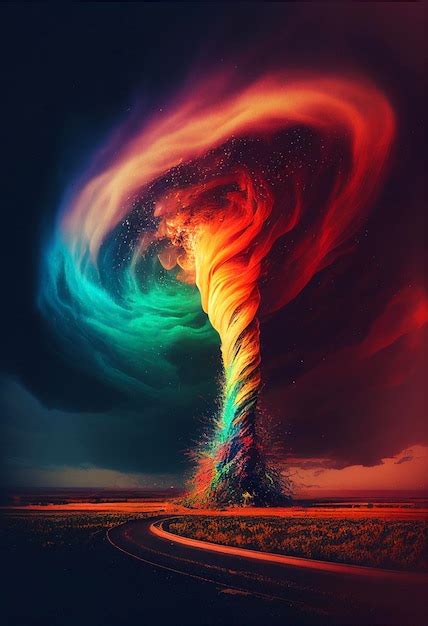 Premium Photo Colorful Tornado Is Coming Out Of The Ground Generative Ai