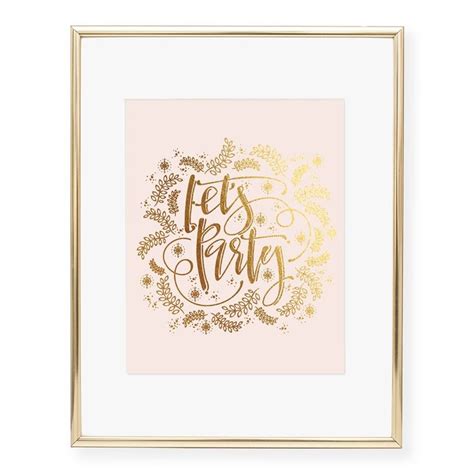 Let S Party Blush Pink Gold Foil Art Print Real Gold Foil Party Sign