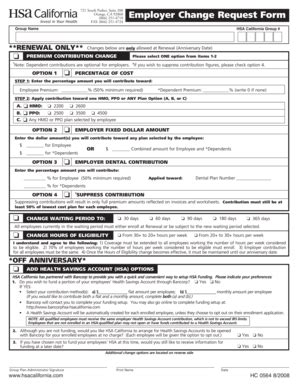 Fillable Online Hsa California Employer Change Request Form