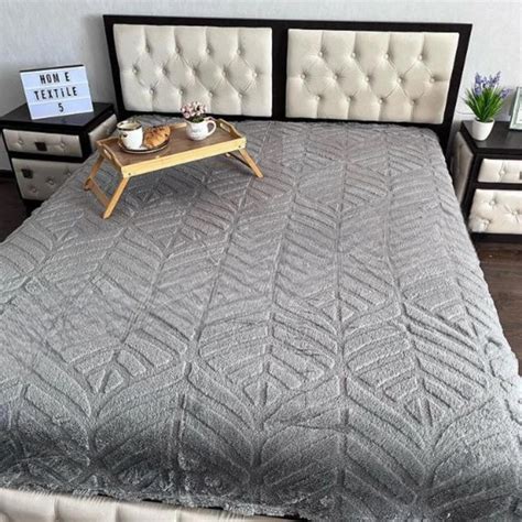 Плед Євро пухнастий Home textile "Ялинка" 200 х 220 см (37164) Сірий ...