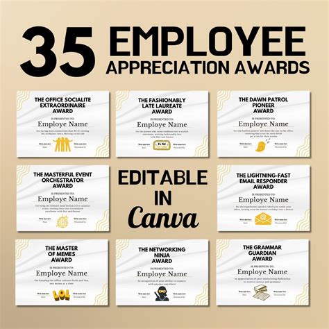 35 Funny Employee Award Certificates Editable in Canva, Staff Appreciation Award, Team ...