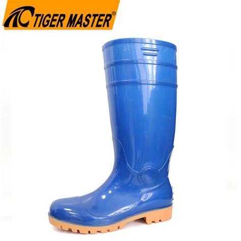 Blue Waterproof Oil Acid Alkali Resistant Steel Toe Cap Puncture Proof