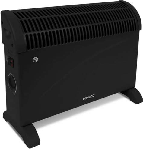 VONROC Convectorkachel 2000w Zwart Met Regelbare Thermostaat