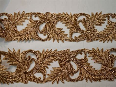 Gold Zardosi Sari Border Decorative Trim By The Yard Zari Etsy Lace