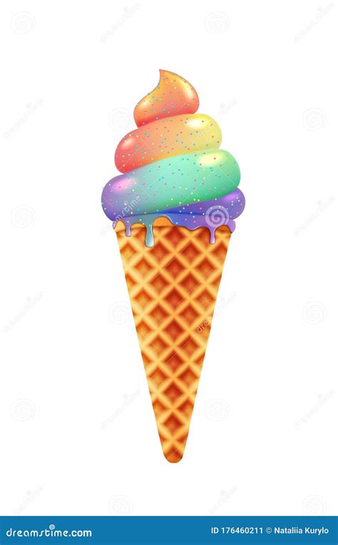 Rainbow Ice Cream Cones And Scoops Royalty-Free Cartoon | CartoonDealer ...