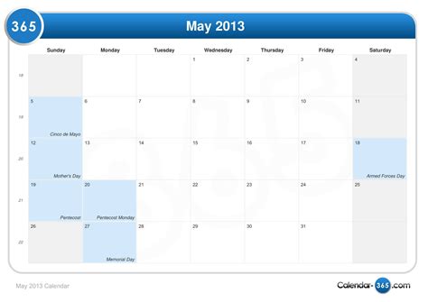 May 2013 Calendar