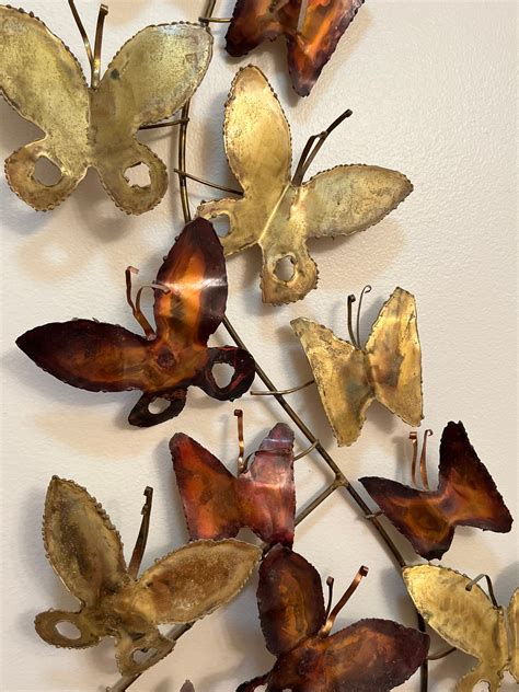 Vintage Butterflies In Flight Metal Wall Hanging Copper Wall Art