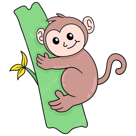 Monkey Climbing Bananas Tree, Art, Cartoon, Climb PNG and Vector with Transparent Background for ...