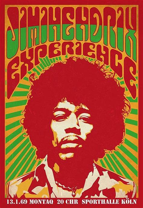 Jimi Hendrix 1969 Köln Psychedelische kunst Konzert poster