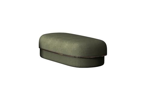 Moderner Gentle Big Pouf aus grünem Stoff und bronzefarbenem Metall von