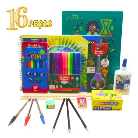 Kit Material Escolar Ensino Fundamental ou Ensino Infantil Com 16 Peças ...