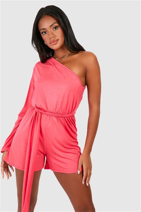 One Shoulder Playsuit Boohoo Uk