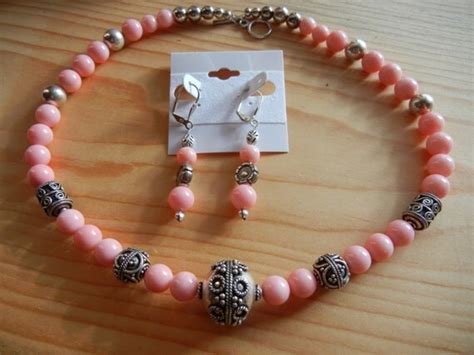 Pink Coral Necklace Set N52 By Sunriverrocks On Etsy