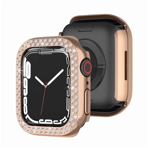 Eihaihis Clear Glass Bling Cover Double Diamonds Case For Apple Watch 41mm 45mm 44mm 40mm 42mm