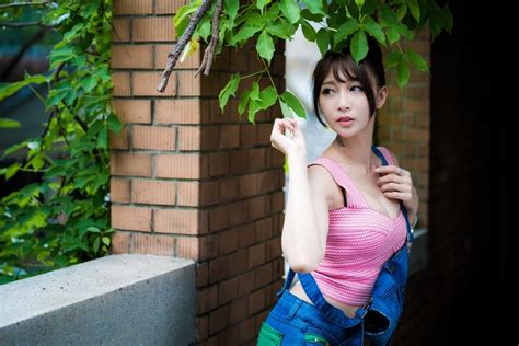 4K Asian Branches Brunette Girl Glance Hands HD Wallpaper Rare Gallery