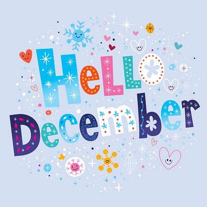 Handwritten Lettering Of Hello December On White Background Stock