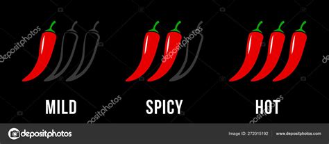 Spicy Chili Hot Pepper Mild And Extra Hot Level Labels Vector Asian Spicy Food And Mexican