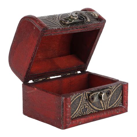 Kritne Women Vintage Small Treasure Chest Decorative Box Wooden Jewelry