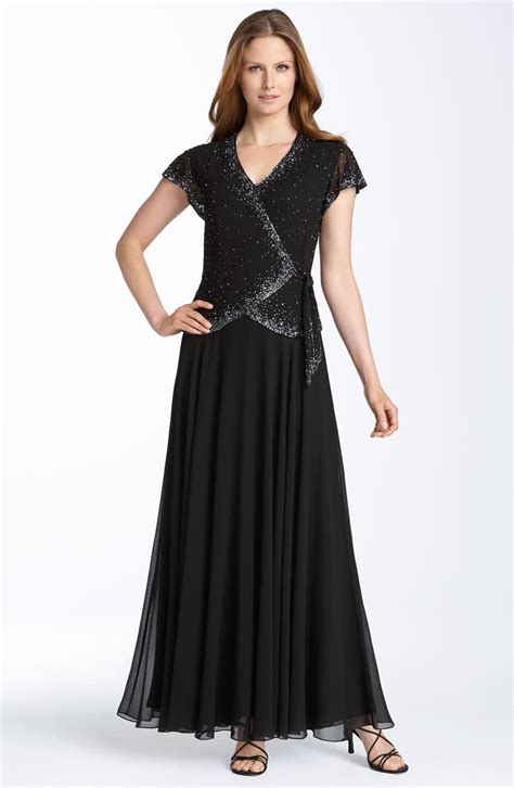 J Kara Beaded Chiffon Gown Regular And Petite Nordstrom