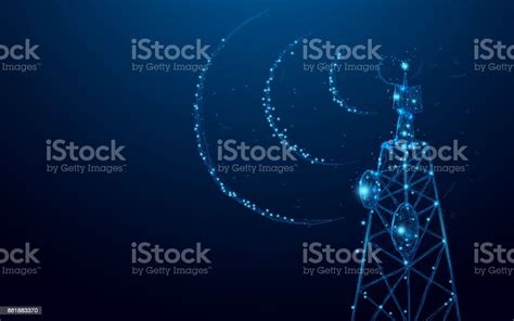 Telecommunications Signal Transmitter Radio Tower From Lines And