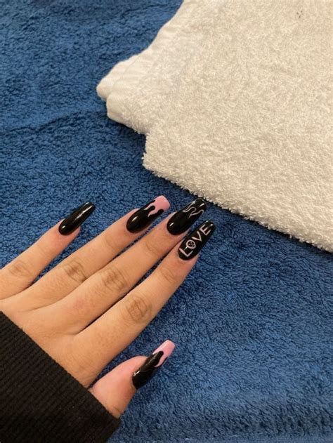 Black Acrylic Nail Designs Clear Acrylic Nails Black Acrylic Nails