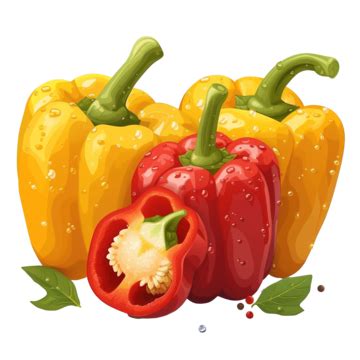 Slice Bell Peppers Flat Color Pepper Vegetable Food Png Transparent