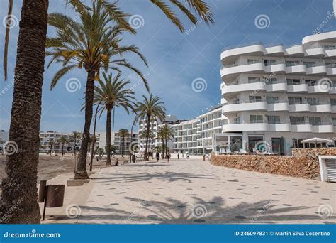 People At Figueretas Beach On Ibiza Island In Spain In The Summer Of