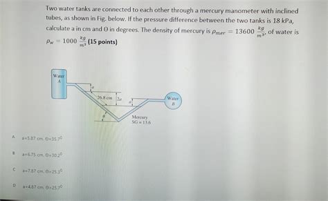 Solved Two Water Tanks Are Connected To Each Other Through A Chegg