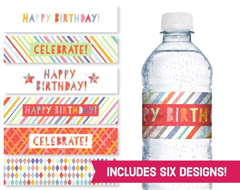 Happy Birthday Water Bottle Labels Celebrate Birthday Party - Etsy