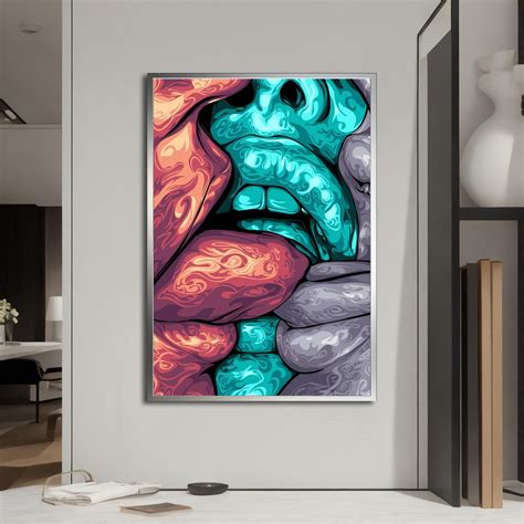 Nude Artwork Canvas Painting Sensual Pop Art Sexy Woman Wall Decor Erotic Home Accent Unique