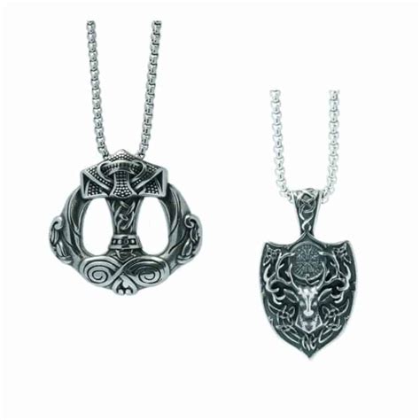 Viking Stainless Steel Set Of Pendants Connemara Marble