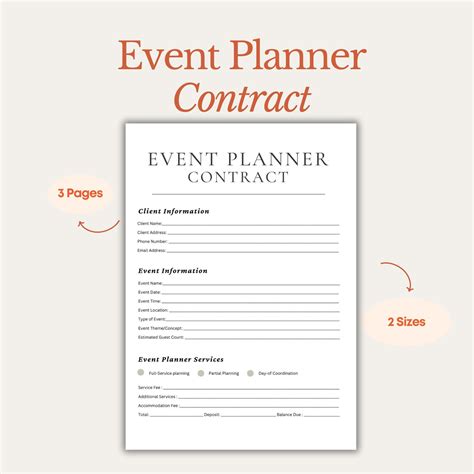 Event Planner Contract Template | Event Planner Client Forms | Wedding