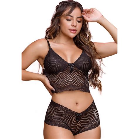 Kit Lingerie Bravaa Store Conjunto Em Renda Calesson Suti E Calcinha Feminino Lingerie