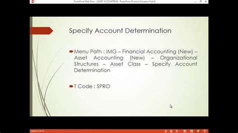 ASSET ACCOUNTING Specify Account Determination YouTube