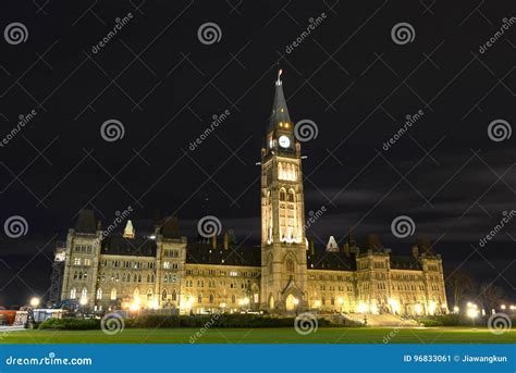 Canada Parliament Building at Night, Ottawa, Canada Stock Image - Image of historic, facade ...