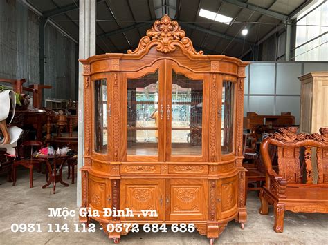 Tủ rượu Gõ Đỏ Góc Cong - Xưởng gỗ Hố Nai .com