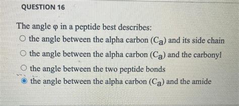 Solved The angle φ in a peptide best describes: the angle | Chegg.com