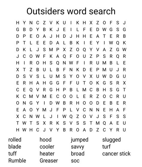 The Outsiders Word Scramble Wordmint