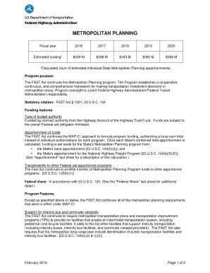 Fillable Online Fhwa Dot FAST Act Metropolitan Planning Fact Sheet