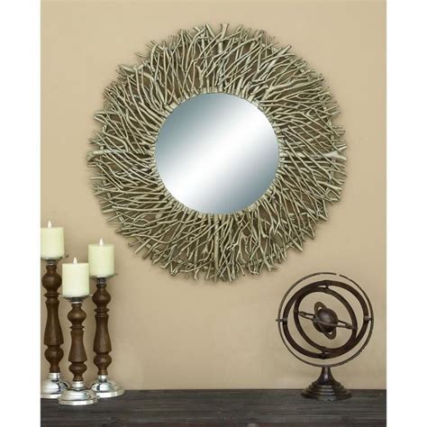 Litton Lane In X In Grey Wood Natural Wall Mirror The