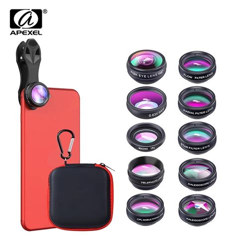 RR APEXEL 10 In 1 Mobile Phone Lens Kit Fisheye Wide Angle Telescope