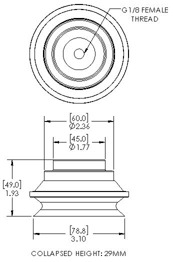 VacMotion USA Product PSB75 2 NBR G18F 78mm Single Bellows NBR