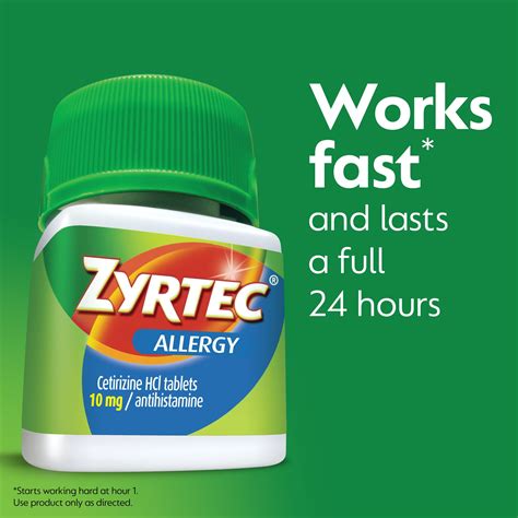 Zyrtec 24 Hour Allergy Relief Antihistamine Medicine Tablets 10 Mg