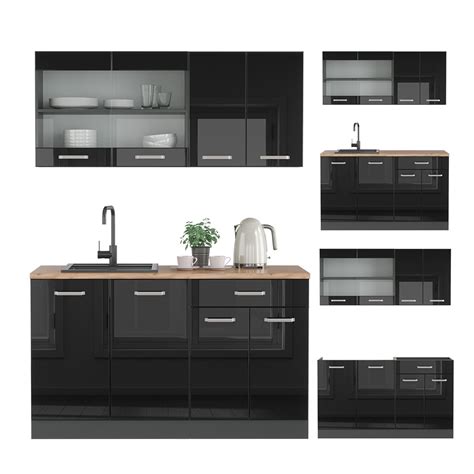 Vicco Cuisine R Line Noir Haute Brillance Anthracite Cm Sans