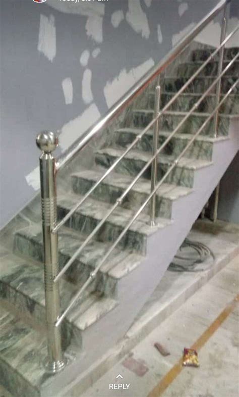 Silver Polished Ss Railings For Home Mounting Type Floor At Rs