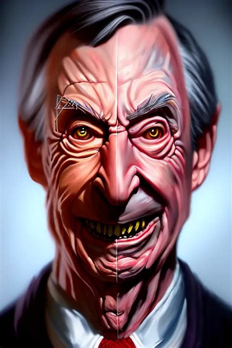 Hyper Realistic Portrait Painting Of Evil Mr Rogers Stable Diffusion