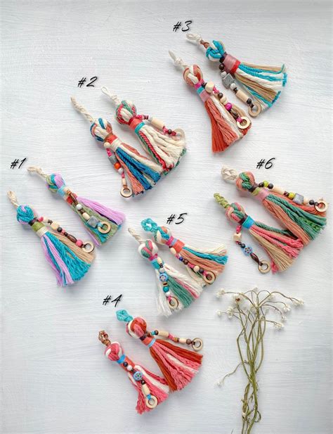 Set Of Beaded Tassels Keychain Bag Charm Door Charm Car Charm Boho