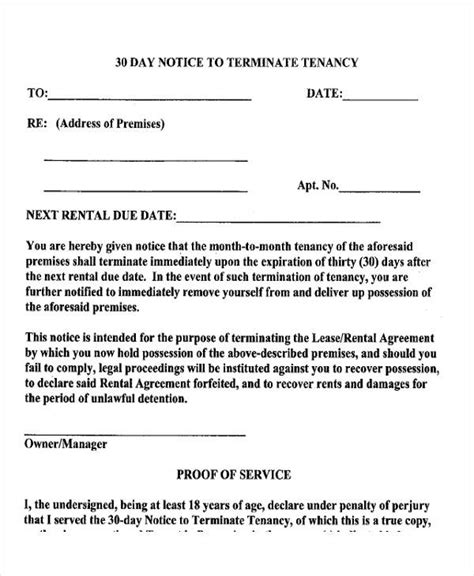 Day Notice To Terminate Lease Template