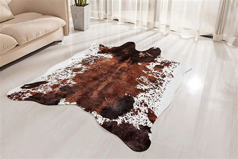 ISEAU Non Slip Washable Faux Cowhide Rug