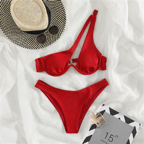 Bộ Đồ Bơi Bikini Một Mảnh Màu Trơn Hở Vai Mềm Mại Cho Nữ Shopee Việt Nam